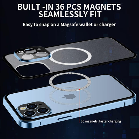 Jonwelsy Case for iPhone 13 Pro Max, Compatible with Magsafe 360 Degree Full Body Protection Case Magnetic Attraction Metal Bumper+Front Glass+PC ...