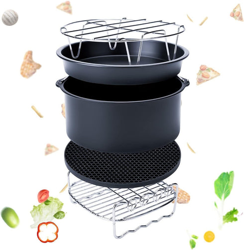 TamBee 8 Inch Cooking Rack Round 304 Stainless Steel Baking and Cooling Steaming Rack w Stand Cookware Fit for Air Fryer Pressure Cooker Canning S...