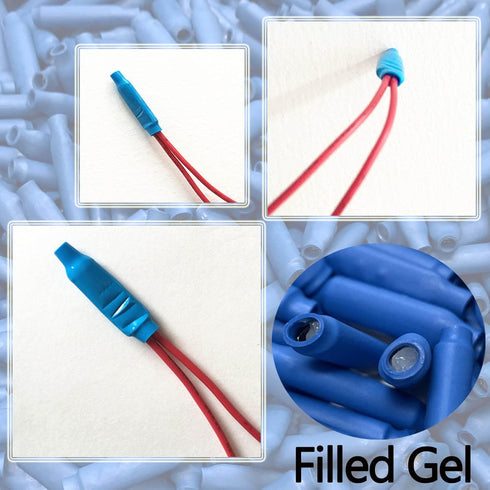 Low Votage Wire B Connectors with Filled Gel for Telephone Alarm Wire Crimp Bean Splice, Wet Blue 100pcs + Dry White 100pcs...