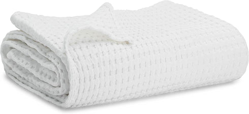 Comfy Cubs Waffle Weave Blanket - 40” x 40” White Waffle Baby Blanket for Bed, Couch, Crib and Stroller - 100% Cotton, Soft Textured Toddler Swadd...