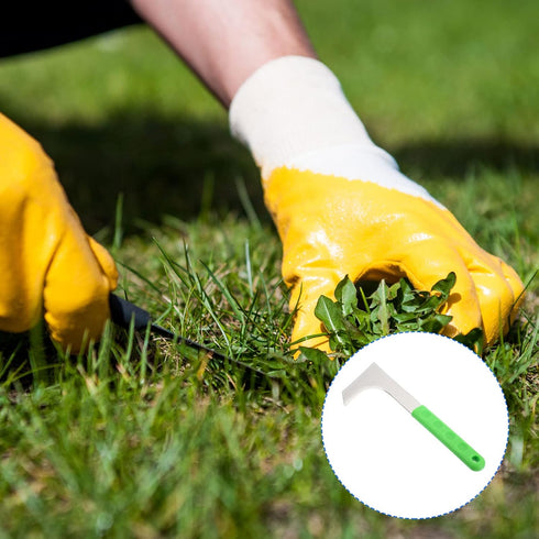 PATIKIL Crack Weeder, 2 Pack Stainless Steel Weeding Knife L-Shape Crevice Weeding Tool Grass Cutter Bush Knife for Gardening, Green...