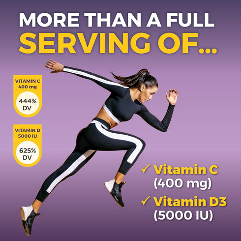 Viva Naturals Sambucus Elderberry with Zinc and Vitamin C for Adults, Vitamin D 5000 IU and Ginger - Immune Support Supplement, 60 Count - Black D...