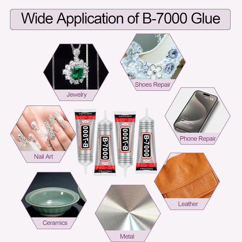 4 PCS 110ml B7000 Glue Clear with Precision Tip, Clear Glue Rhinestones Glue for Craft, Multipurpose Waterproof Stong Bond Jewelry Glue for Phone ...