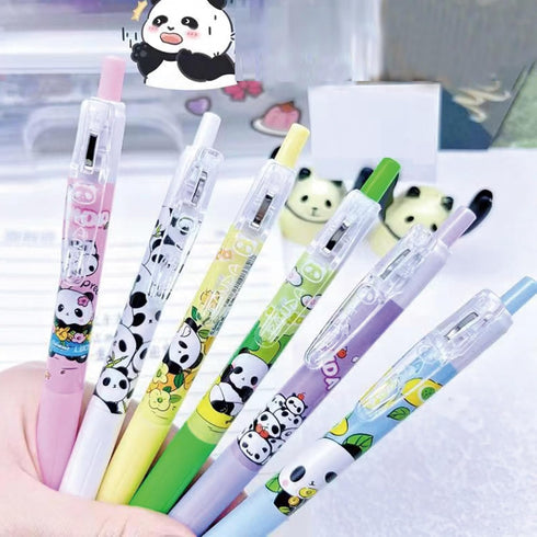 6 Pcs Gel Ink Pens Cute Cartoon Bear Pens 0.5mm Black Ink Retractable Pens Office School Pen Women Girl Boy Pen Kawaii (Panda-2)...