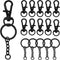 150Pcs Black Swivel Snap Hook Set,Swivel Clasp Keychain Hook Lobster Clasp Split Key Rings with Chain and Jump Rings Bulk for Keychain Lanyard,Jew...