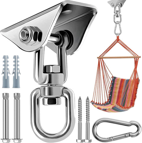 360°Rotating Hammock Hanging Kit - Heavy Duty Hanging Hooks for Swing Hanging Hook kit Stainless Steel 1000 lb Loading Hammock Hooks for Trapeze, ...