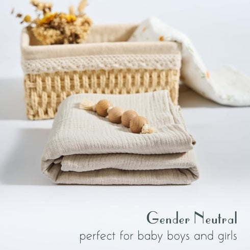 Meracorallo Muslin Swaddle Blanket, 100% Organic Cotton Receiving Blanket Soft and Breathable Swaddle Wrap for Baby Boys and Girls, Beige...