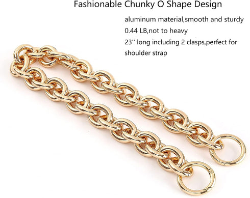 Fashionable Heavy Aluminum O Shape Metal Chain Handle Shoulder Straps Replacement for Women's Handbag,Shoulder Bag (Gold)...