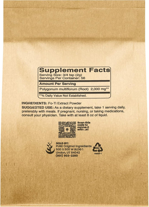 Pure Original Ingredients Fo-Ti Extract Powder (4 oz) Chinise Climbing Eco-Friendly Packaging, Natural & Fine Ground...