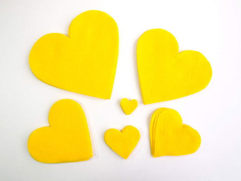 Playfully Ever After 1 to 6 inch Multi-Size Pack 24pc Felt Hearts (Yellow)...