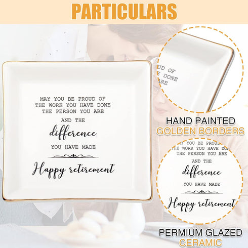 Weewooday Retirement Gifts for Women: Jewelry Tray, Makeup Bag & Keyring Gift Set for Coworkers...