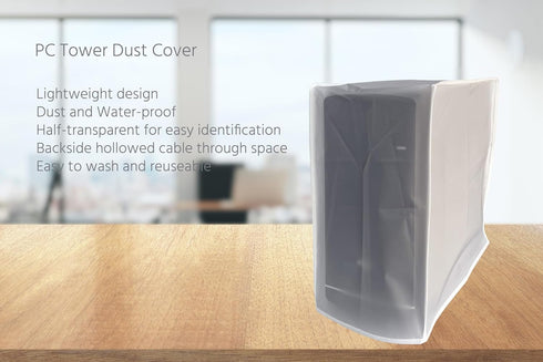 CPU Dust Cover Large Size CPU Computer Desktop Gaming PC Mid-Tower Full Body Protective Cover Case with Adjustable Solid Cord Tight Rope Black...