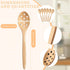 Tioncy 6 Pcs Wooden Slotted Spoons for Jar 7.1" Short Handle 10 Holes Beech Cooking Spoons Caviar Spoon for Soup Cereals Dips Curry Sauces Stews K...