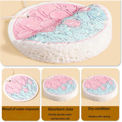 Biodegradable Natural Wood Pulp Fiber Sponge - Pack of 3 Reusable Washing Dish Sponge - Natural Household Cleaning Sponges Good for Kitchen, Bathr...