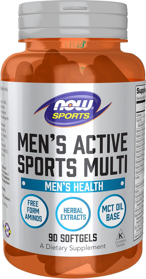 NOW Sports Nutrition, Men's Extreme Sports Multi with Free-Form Amino Acids, ZMA®, Tribulus, MCT Oil, and Herbal Extracts, 90 Softgels...