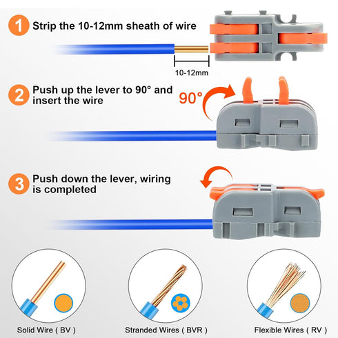 SUNJOYCO 30PCS Compact Wire Conductor Connector, T-Shape Lever Nut Wire Connector & 1 in 2 Out Splicing Connector Splitter, AWG 28-12...