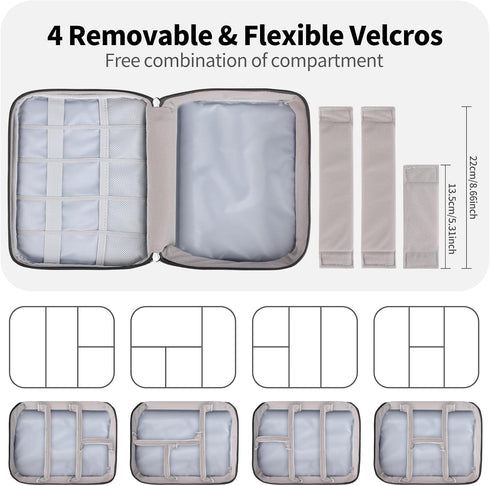 Cable Organizer Bag, Large Capacity Electronic Organizer Travel Case With Handle, Waterproof Tech Organizer for iPad Mini, Kindle, Cables, Charger...