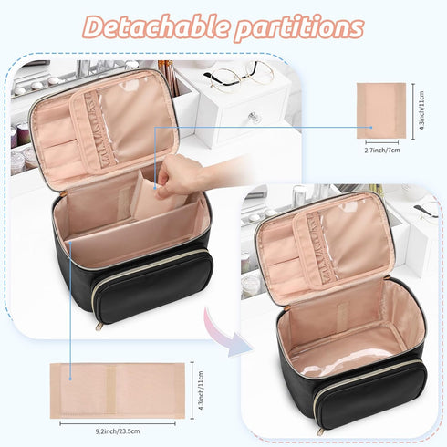 OCHEAL Makeup Bag, Multifunctional Make Travel Bag with Zipper Pouch Cute Makeup Bag Organizer for Women Girls Large Cosmetics Toiletry Brushes St...