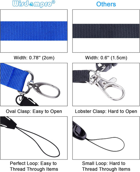 Wisdompro Office Lanyard, 5pcs 23 inch Polyester Neck Strap with Oval Clasp and Detachable Buckle for Phones, Camera, USB, Key, Keychain, ID Name ...