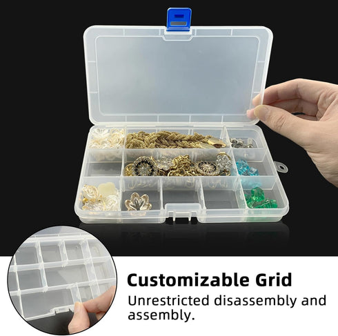 DUOFIRE Plastic Organizer Container Storage Box Adjustable Divider Removable Grid Compartment for Jewelry Beads Earring Container Tool Fishing Hoo...