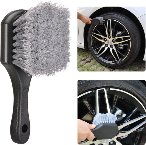 Car Wheel Brush Tire Brush Wheel Cleaner Brush for Car Rim, Soft Bristle Cleaning Brush Car Wash Brush Clean Tires & Wheel Releases Dirt and Road ...