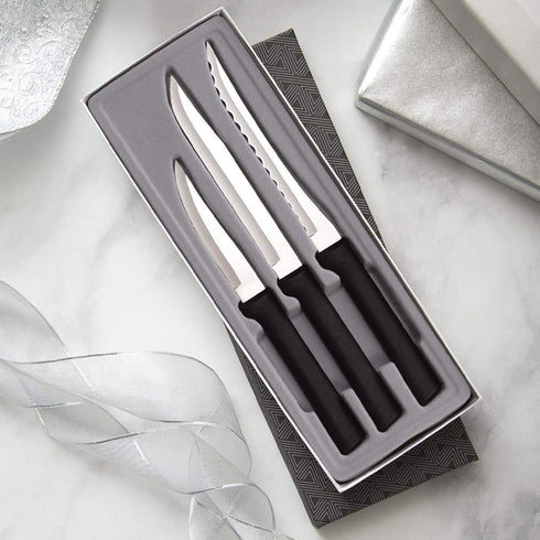 Rada Cutlery 3-Piece Cooking Essentials Knife Gift Set, Black Handles...
