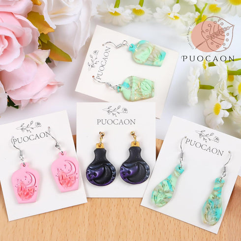 Puocaon Potion Bottle Clay Cutters - 6 Shapes Embossing Plants Bottle Polymer Clay Cutters, Celestical Clay Cutters for Polymer Clay Jewelry, Crys...