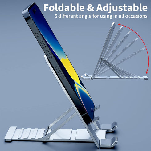 Cell Phone Stand for iPhone 14 Pro Max 13 12 11 XR Samsung A53 S22 S21 S20 Galaxy Z Flip 4 Pixel Aluminum Adjustable Cradle Holder Tablet Kickstan...