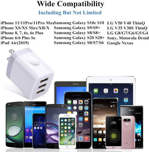 3 Port Wall Charger, 5V 3.1A USB Plugs, MultiPort Travel USB Wall Plug Home Charging Block Cube Compatible iPhone 13 12 11 Pro XS Max, Samsung Gal...