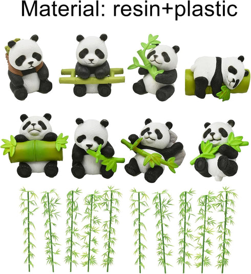 8Pcs Miniature Panda and Bamboo Figurines Mini Panda Figures Resin Cake Toppers for DIY Fairy Garden Dollhouse Bonsai Craft Moss Landscape Birthda...