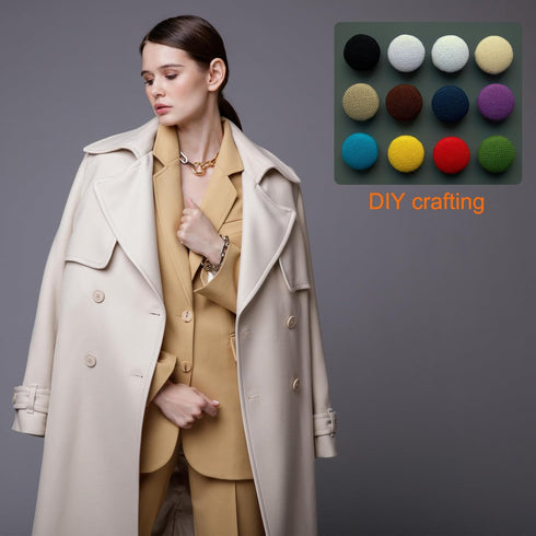 HARFINGTON 100 Sets Self Cover Button Kit 60L 1.5" 38mm with Wire Backs Aluminum Buttons to Cover Fabric Button Maker Covered Buttons Kit with 2 T...