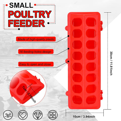 4 Plastic Flip Top Bird Small Poultry Feeder for Pigeon Chicken Feeder Small Poultry Feeder Drinker Duckling Quail Feeder No Mess No Waste Multiho...
