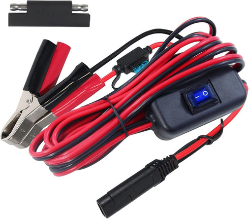 SAE to Battery Alligator Clip - 12V SAE 2Pin Quick Disconnect Cable 10ft SAE to Battery Clamp Cord 15A Fuse (10FT)...
