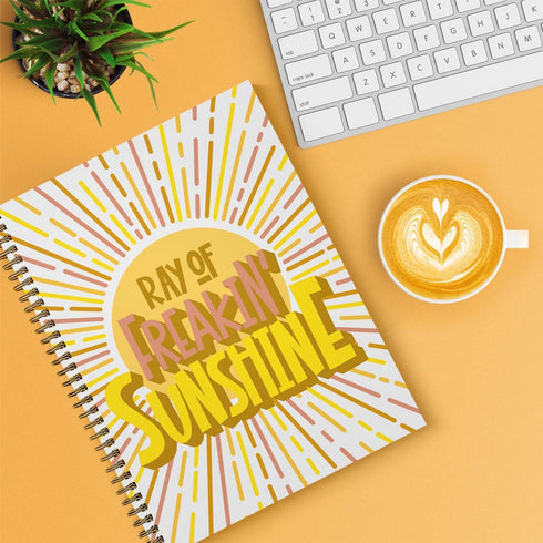 Ray Of Freakin Sunshine Spiral Notebook / 8.5" x 11" Journal / 120 College Ruled Pages/Durable Gloss Laminated Softcover/Gold Wire-o Spiral Bindin...