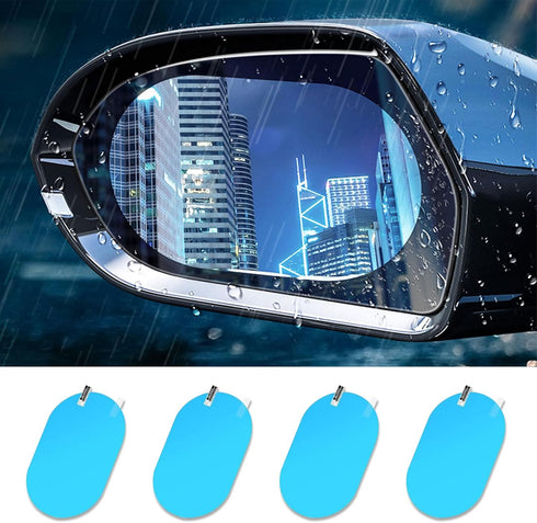 4PCS Car Rearview Mirror Film, Anti Fog Glare Mirror Film, HD Clear Nano Coating Car Film, Waterproof Rainproof Transparent Protective Sticker, Sa...