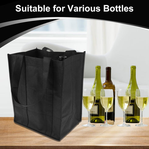 Bottle Bag, Bottle Carrier Bag with 6 Compartments Dividers for Bottles, Reusable Wine Bottle Holder Bag with carry handle for Picnic, Travel, Sho...
