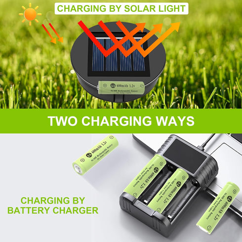 Porvoo AA Ni-MH 600mAh 1.2V Rechargeable Batteries, AA Solar Batteries for Outdoor Solar Lights, Garden Lights, String Lights (12Pack AA)...