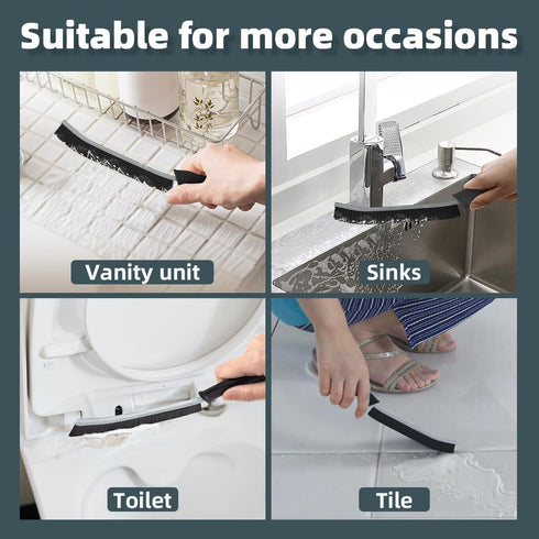 Toilet Brush, 2 Pcs Bathroom Cleaning Brush, Toilet Scrubber, Deep Toilet Bowl Brush with Hanging Hole, Multifunctional Gap Cleaning Brush, Bristl...