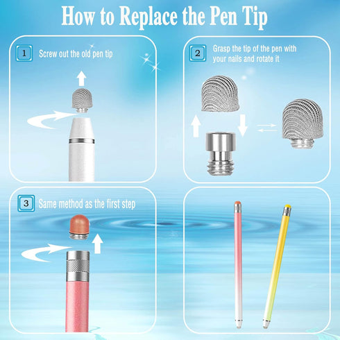 2 in 1 Active Stylus Pen for iPad High Sensitivity & Precision Tablet Pencil 2 Pack iPad Stylus Pen with 4 Extra Tip,Capacitive Stylus Pen for Tou...