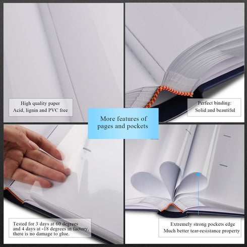 Photo Album 4x6 Photos Hold 402 Pockets with Memo Slip-in Pockets Photo Book, Leather Cover Picture Albums with Writing Space for Wedding Family V...