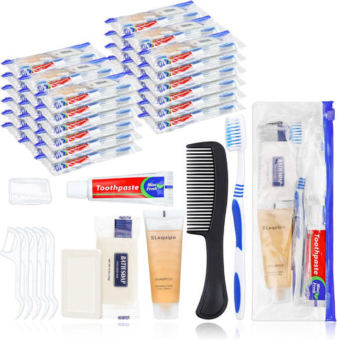 Hygiene Kit, Hygiene Kit Bulk, Individually Packed, Travel Hygiene Kit with Toothbrush, Toothpaste, Comb, Shampoo, Soap and floss picks, Suitable ...