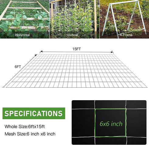 Trellis Netting, CANAGROW Heavy-Duty Garden Plant Trellis Netting for Climbing Plants, Outdoor Indoor Grow Net for Beans Tomatoes Peas Pumpkin Flo...