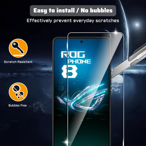 for Asus ROG Phone 8/8 Pro Screen Protector (6.78") Ultra HD Tempered Glass flim,9H Hardness Anti-Scratch (2+2 PACK)......
