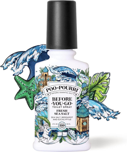 Poo-Pourri Before-You-Go Toilet Spray, Fresh Sea Salt, 4 Fl Oz - Sea Salt, Bergamot and Eucalyptus...