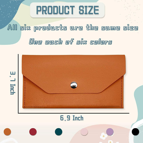 6 Pcs Cash Envelope wallets Reusable PU Leather Money Organizer for Cash Money Pouch Binder Organizer for Women Purses for Women on Holidays, Wedd...