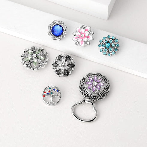 MJartoria Interchangeable Snap Buttons Centerpiece Rhinestone Eye Glass Holding Brooch (12pcs Blue-Rhinestone)...