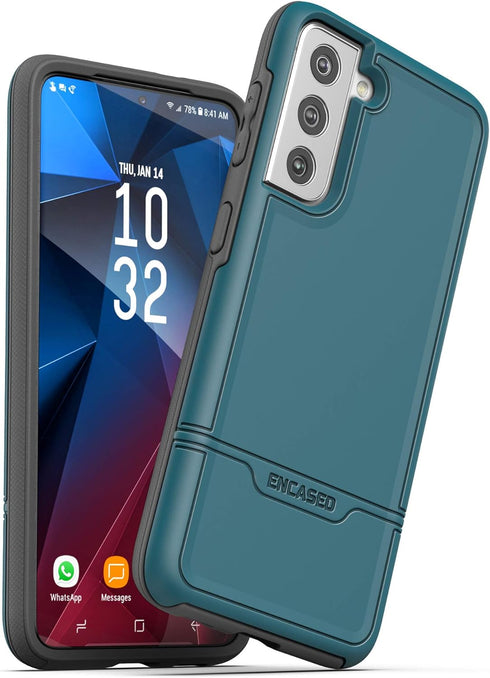 ENCASED Rebel Series Designed for Samsung Galaxy S21 Case, Heavy Duty Protective Phone Case (Teal Blue)...