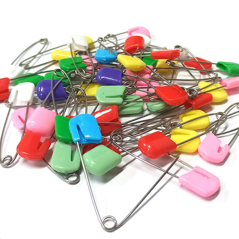 50 Pcs Diaper Pins, Plastic Head Safety Pin with Safe Locking Closures (Colorful)...