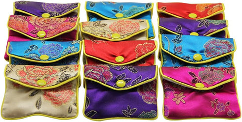 MorTime Jewellery Jewelry Silk Purse Pouch Gift Bags, Multiple Colors, Pack of 12 (Small)...