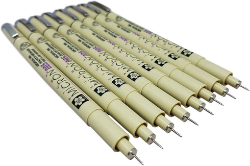 Sakura Pigma Micron pen 005 Black ink marker felt tip pen, Archival pigment ink, fine point for artist drawing pens - 8 pen set...